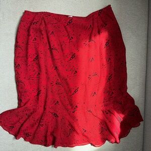 100% Silk Y2K Black and Red Paisley Skirt
